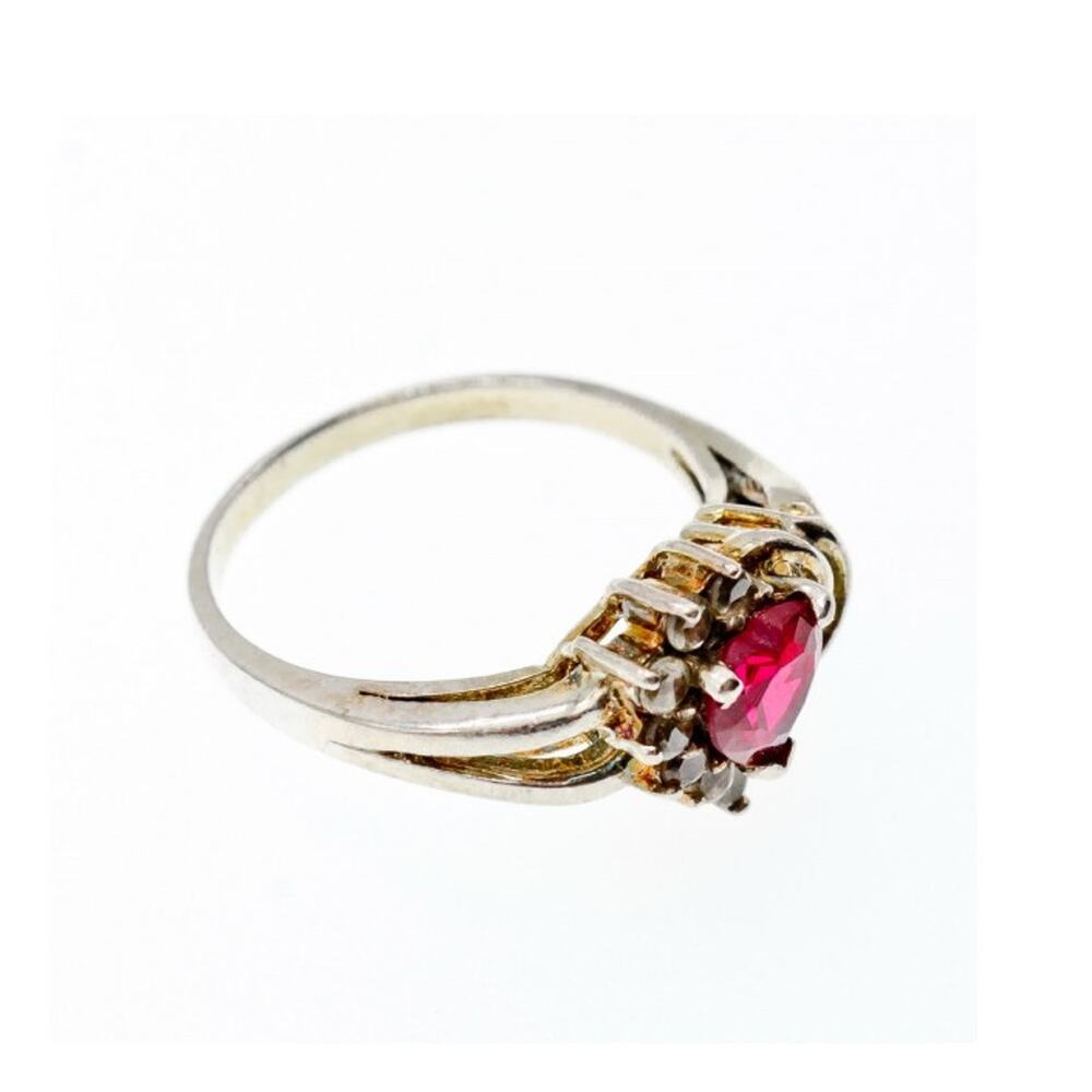925 Sterling Silver Spinel "Heart" Ring Size 9 - Picture 7 of 12